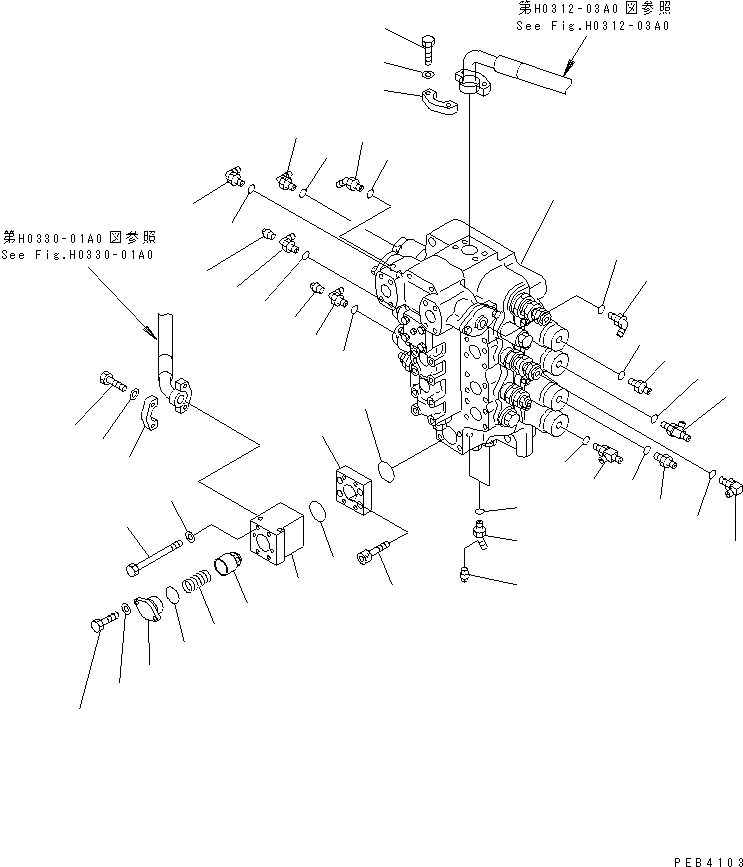 Схема запчастей Komatsu PC750SE-6K-01 - ОСНОВН. КЛАПАН (4-Х СЕКЦИОНН. КЛАПАН) (СОЕДИНИТ. ЧАСТИ)(№K-K999) ГИДРАВЛИКА