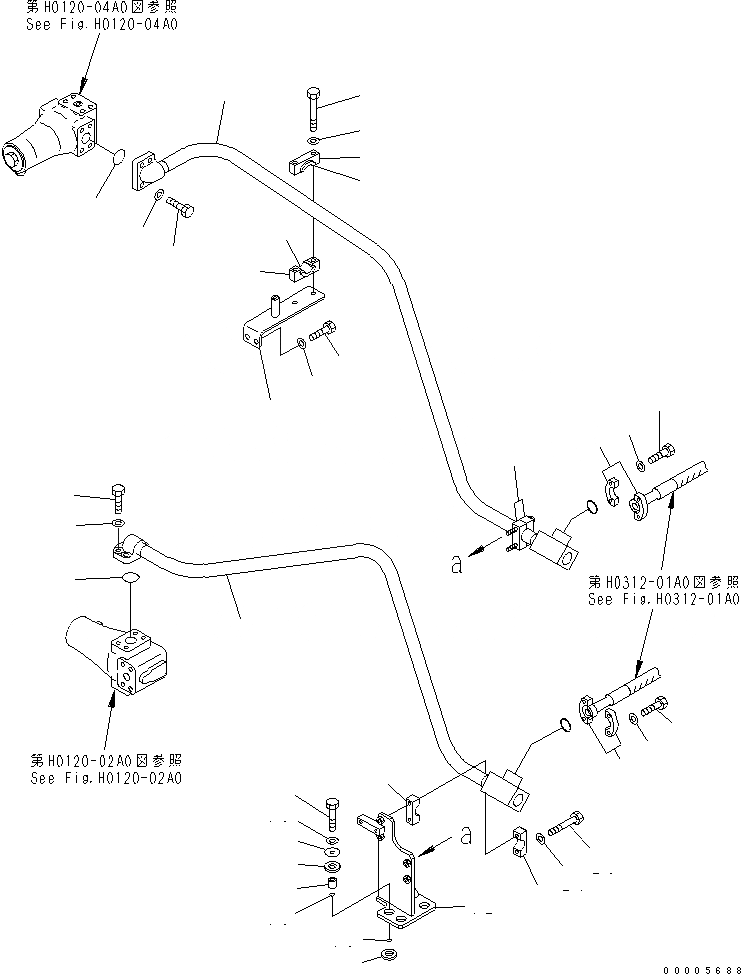 Схема запчастей Komatsu PC750SE-7 - ПОДАЮЩ. ТРУБЫ (ТРУБЫ) ГИДРАВЛИКА