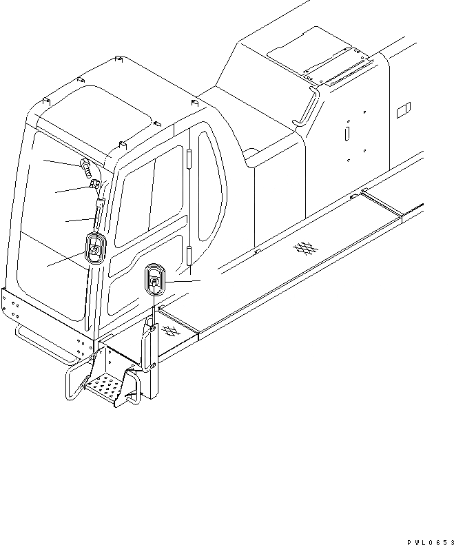 Схема запчастей Komatsu PC750SE-6K-J - ЗАДН. VIEW MIRROR¤ ЛЕВ. (СТУПЕНИ И КАБИНА )(№-8) ЧАСТИ КОРПУСА