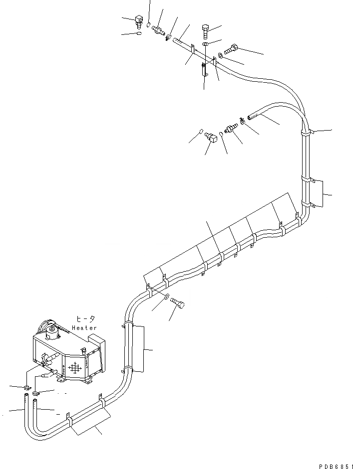 Схема запчастей Komatsu PC750SE-6K - ОБОГРЕВАТЕЛЬ. (ТРУБЫ)(№K-K999) КАБИНА ОПЕРАТОРА И СИСТЕМА УПРАВЛЕНИЯ