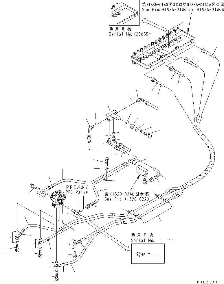 Схема запчастей Komatsu PC750SE-6K - PPC ЛИНИЯ ХОДА(№K-K999) КАБИНА ОПЕРАТОРА И СИСТЕМА УПРАВЛЕНИЯ