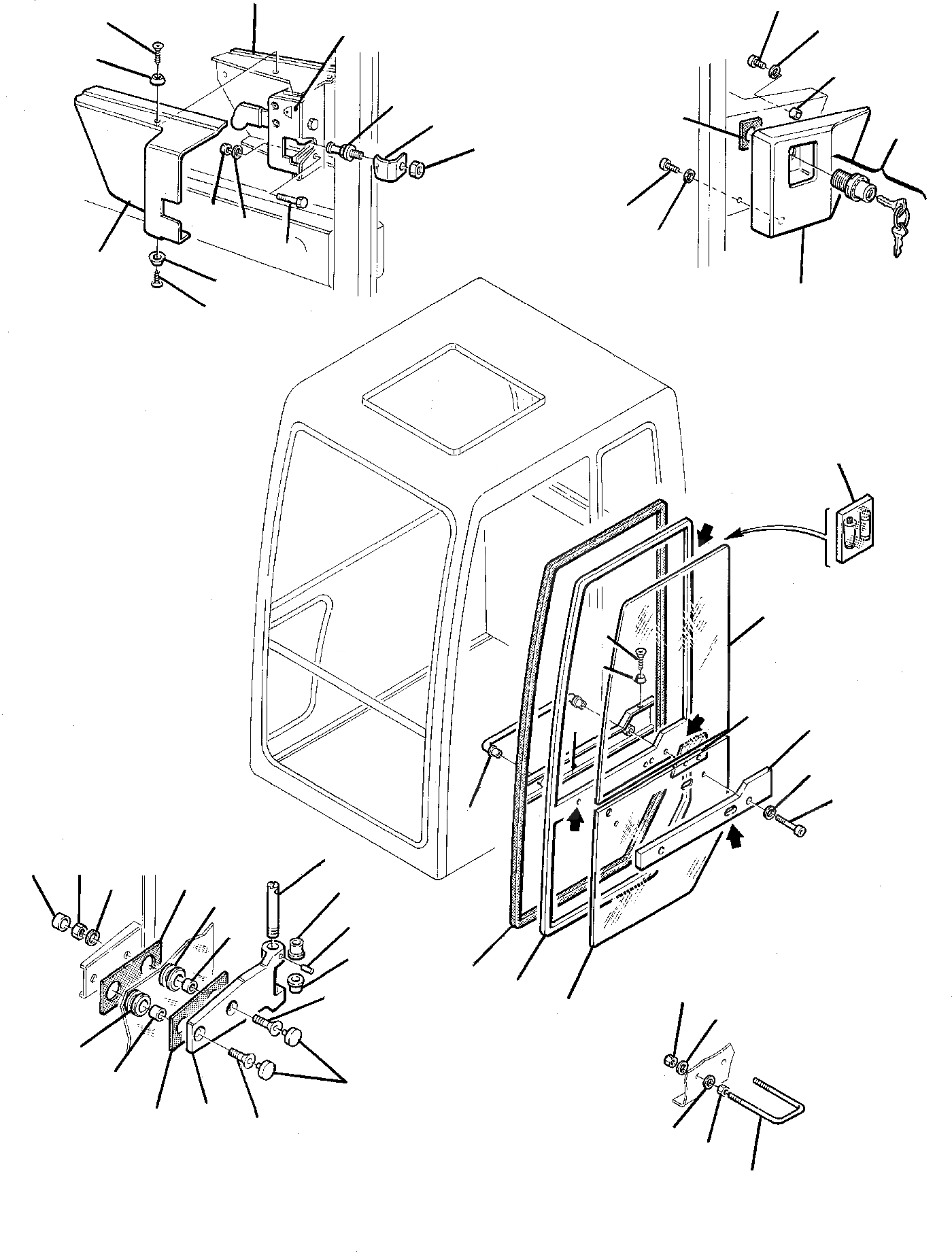 Схема запчастей Komatsu PC75-1 - КАБИНА (/) ЧАСТИ КОРПУСА И КАБИНА