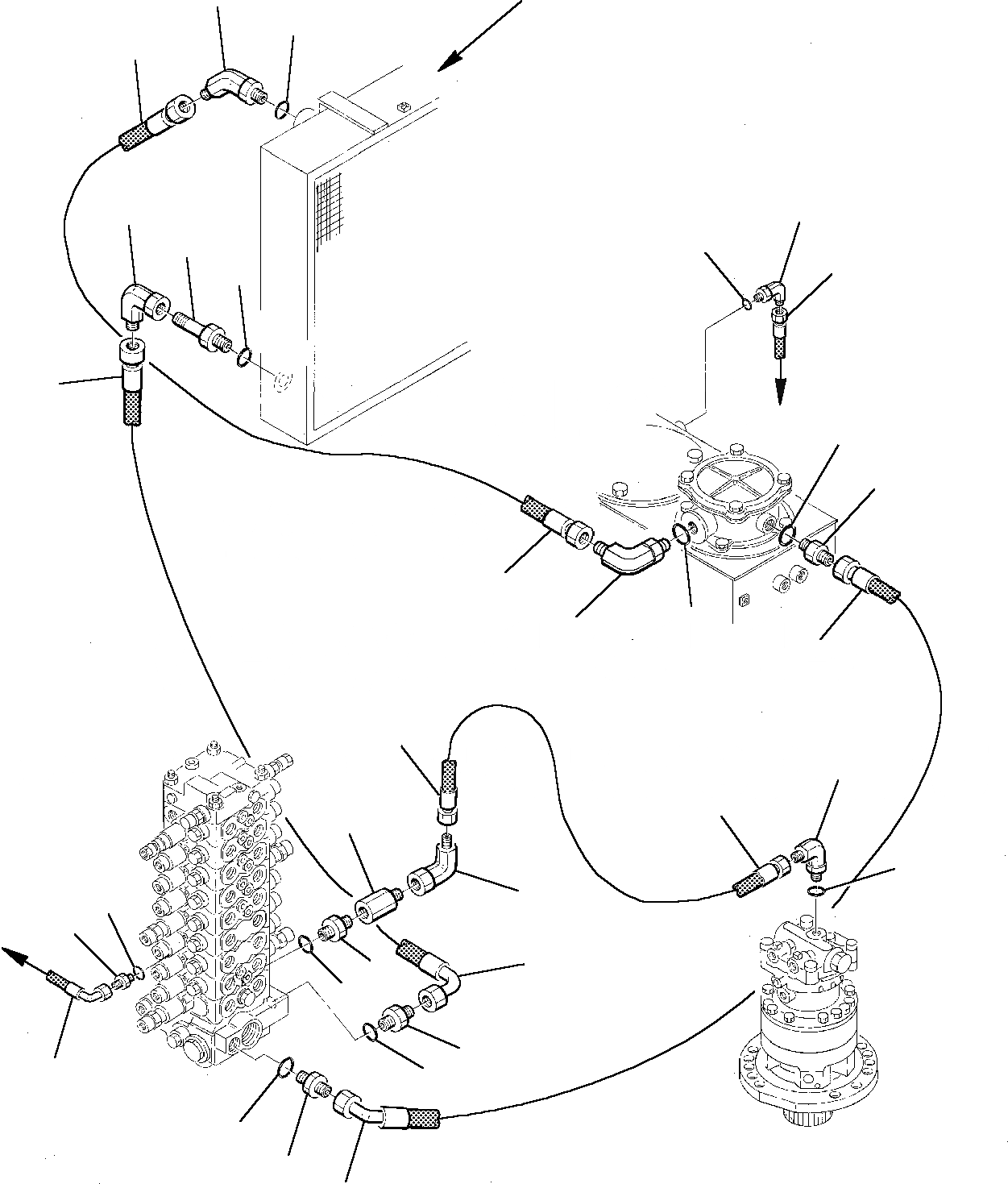 Схема запчастей Komatsu PC75-1 - ГИДРОЛИНИЯ (МАСЛООХЛАДИТЕЛЬ И ВОЗВРАТ. ЛИНИЯ) УПРАВЛ-Е РАБОЧИМ ОБОРУДОВАНИЕМ