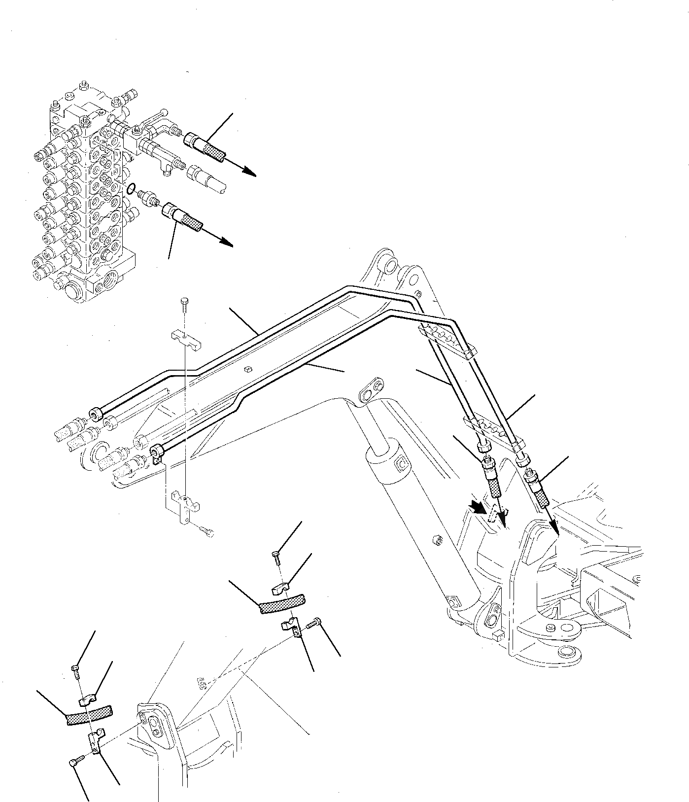 Схема запчастей Komatsu PC75-1 - ГИДРОЛИНИЯ (ДОПОЛН. ОБОРУД-Е) (СТРЕЛА) РАБОЧЕЕ ОБОРУДОВАНИЕ