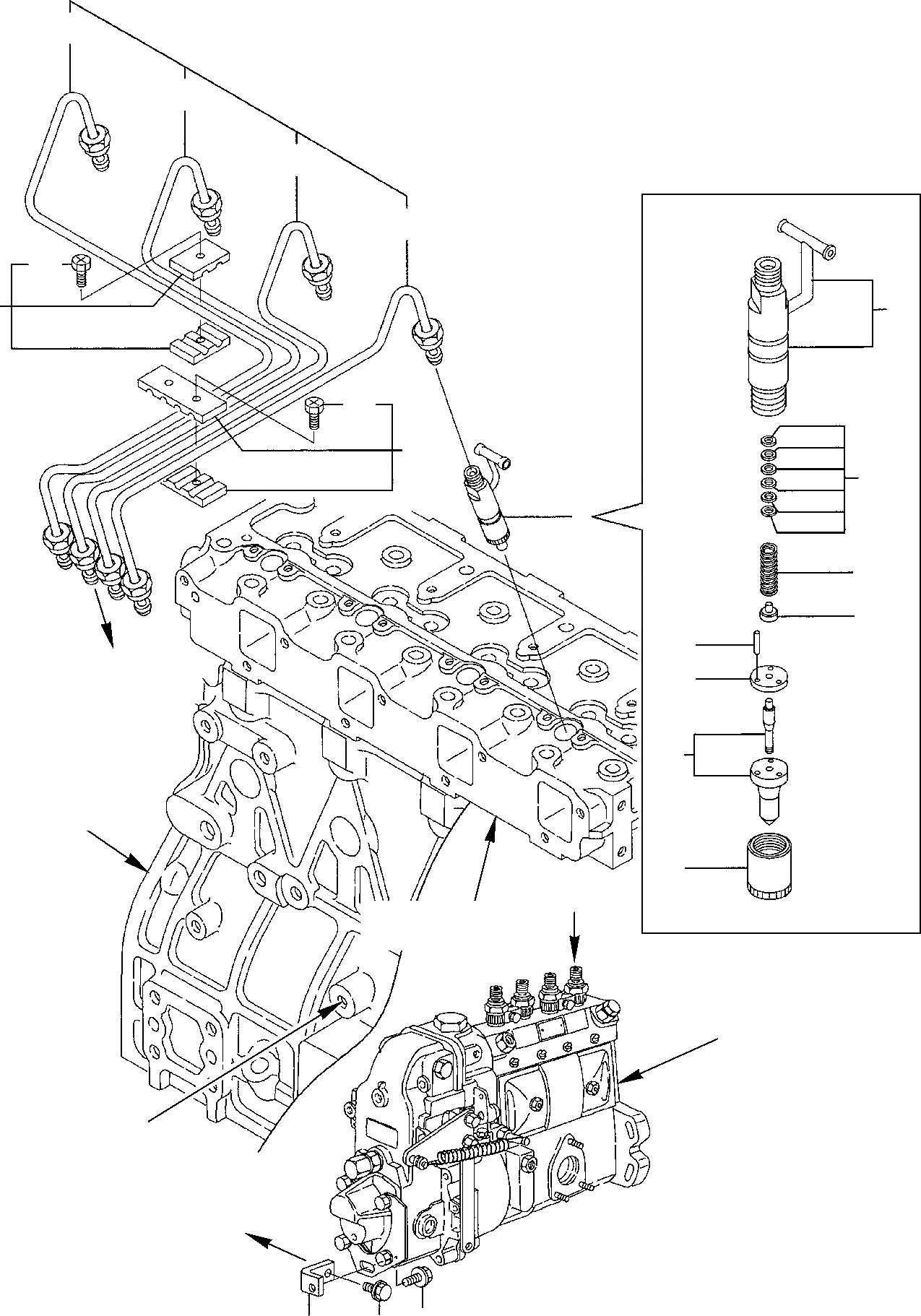 Схема запчастей Komatsu PC75R-2 USA - ТОПЛИВН. ЛИНИЯ ВПРЫСКА ДВИГАТЕЛЬ