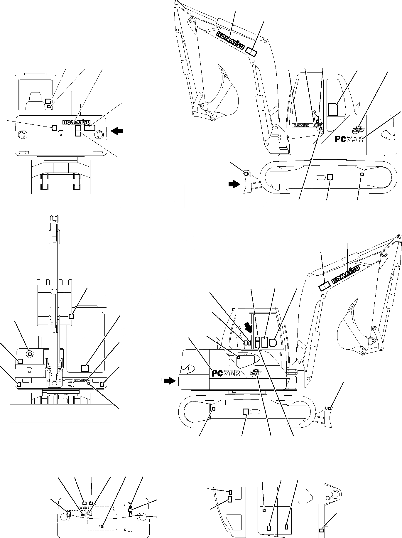 Схема запчастей Komatsu PC75R-2 USA - МАРКИРОВКА МАРКИРОВКА