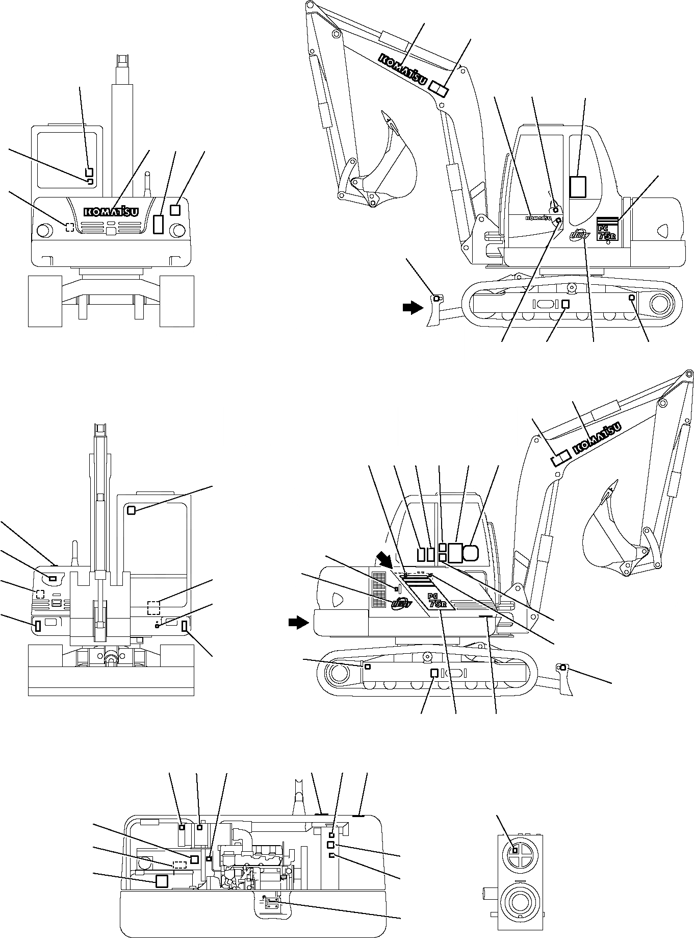 Схема запчастей Komatsu PC75R-2 USA - МАРКИРОВКА МАРКИРОВКА