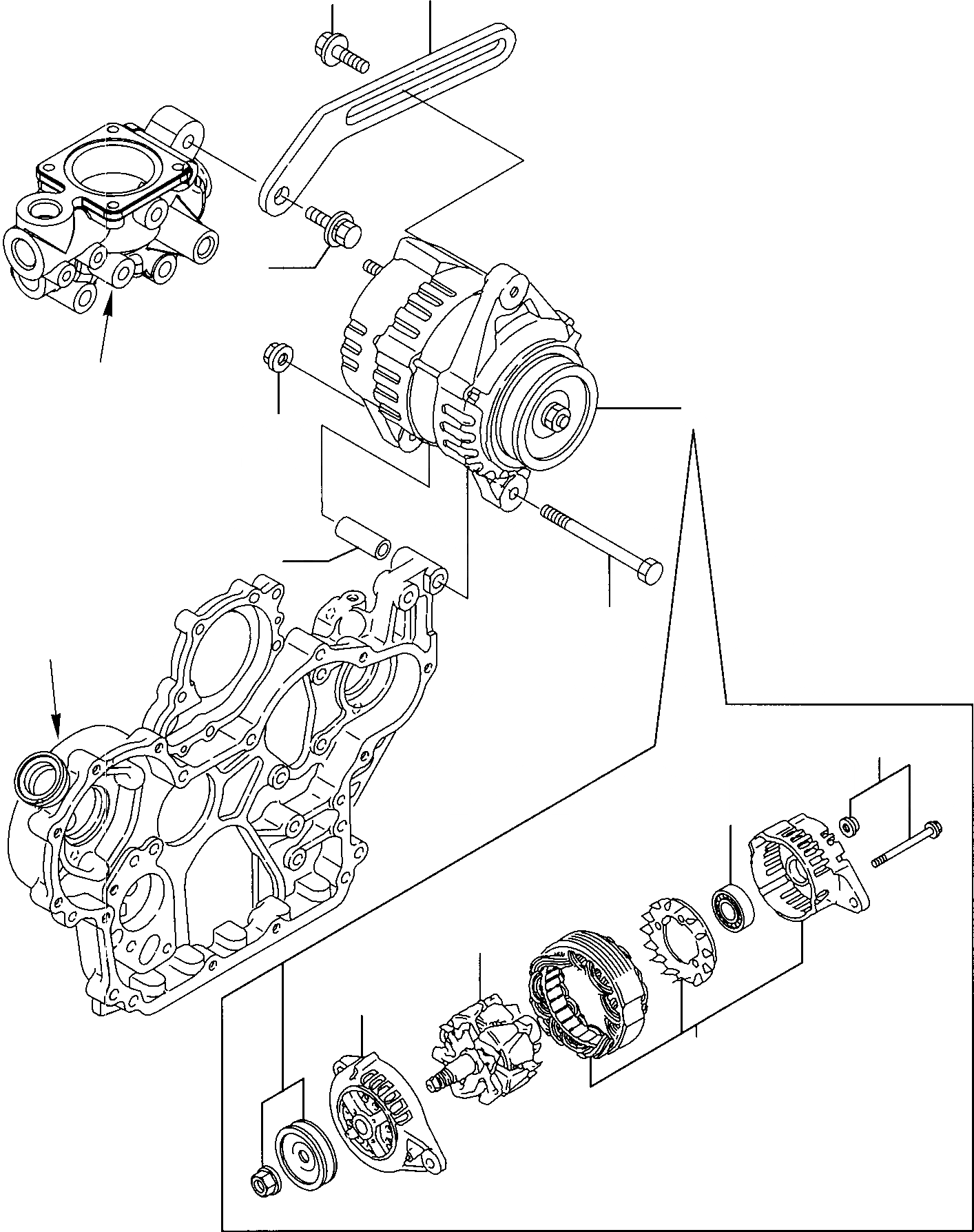 Схема запчастей Komatsu PC75R-2 USA - ГЕНЕРАТОР ДВИГАТЕЛЬ