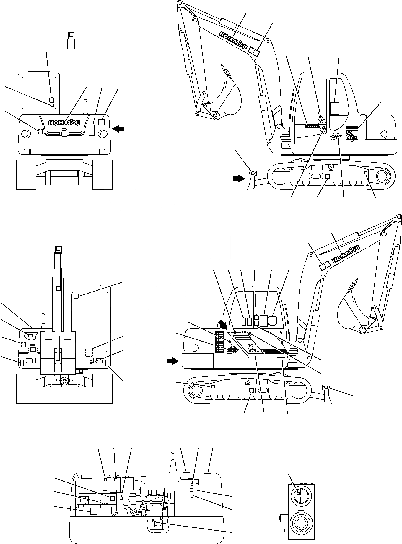 Схема запчастей Komatsu PC75R-2 USA - МАРКИРОВКА МАРКИРОВКА