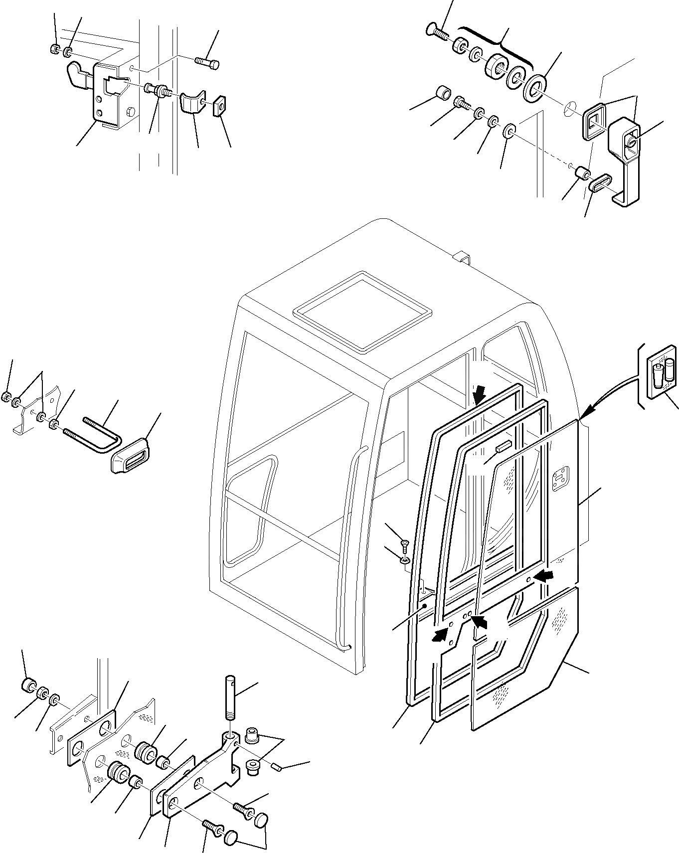 Схема запчастей Komatsu PC75R-2 - КАБИНА (/) ЧАСТИ КОРПУСА И КАБИНА