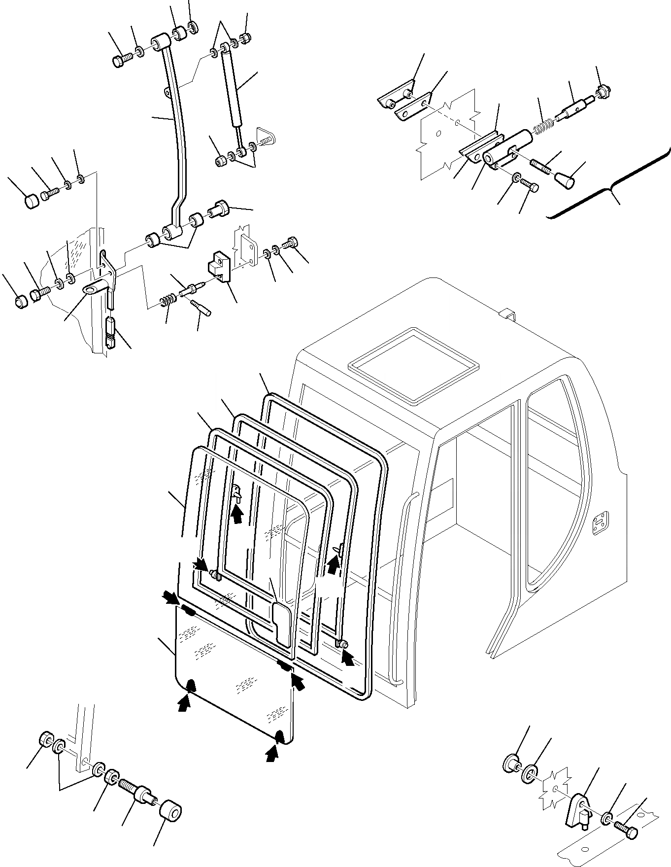 Схема запчастей Komatsu PC75R-2 - КАБИНА (/) ЧАСТИ КОРПУСА И КАБИНА