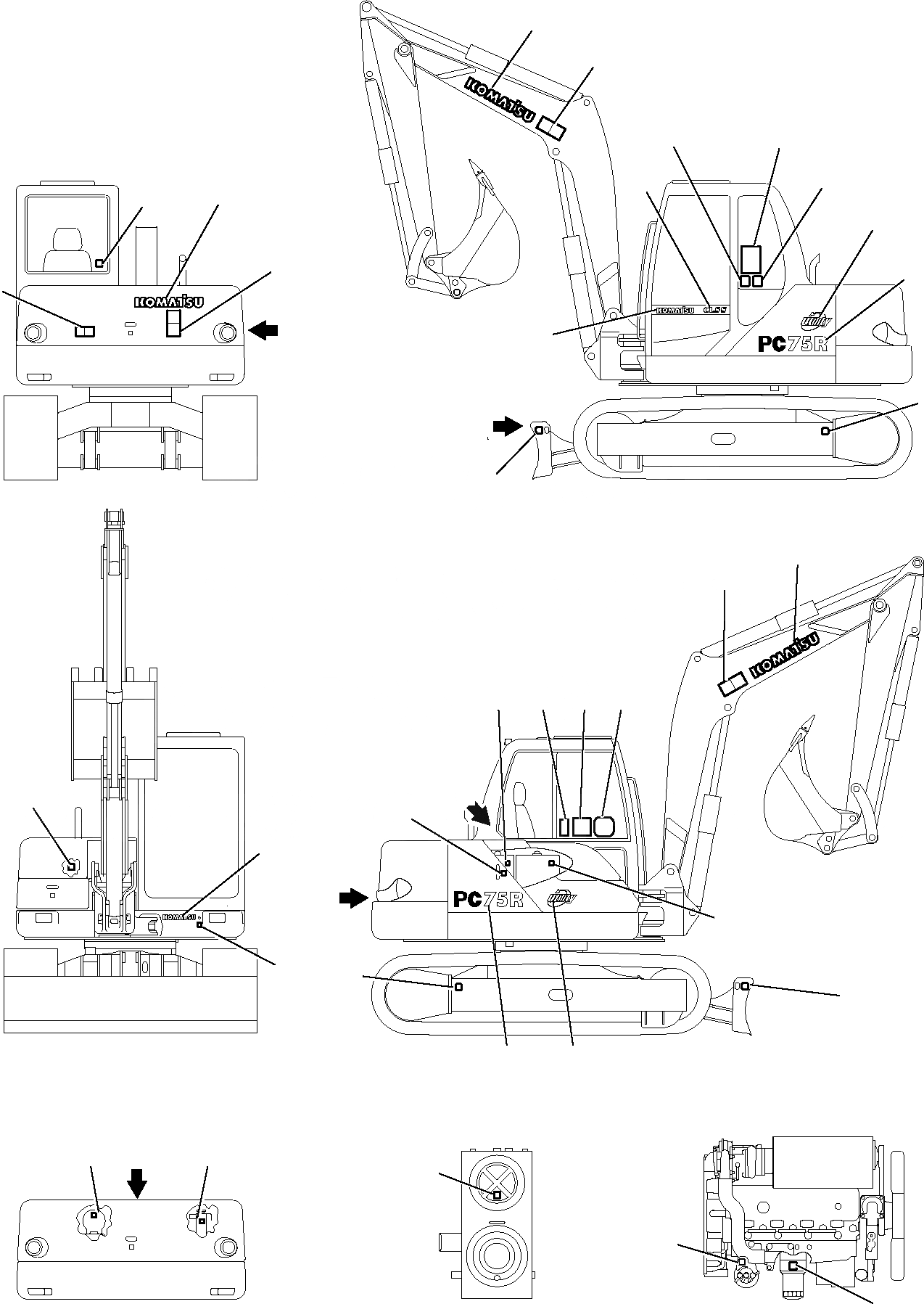 Схема запчастей Komatsu PC75R-2 - МАРКИРОВКА МАРКИРОВКА