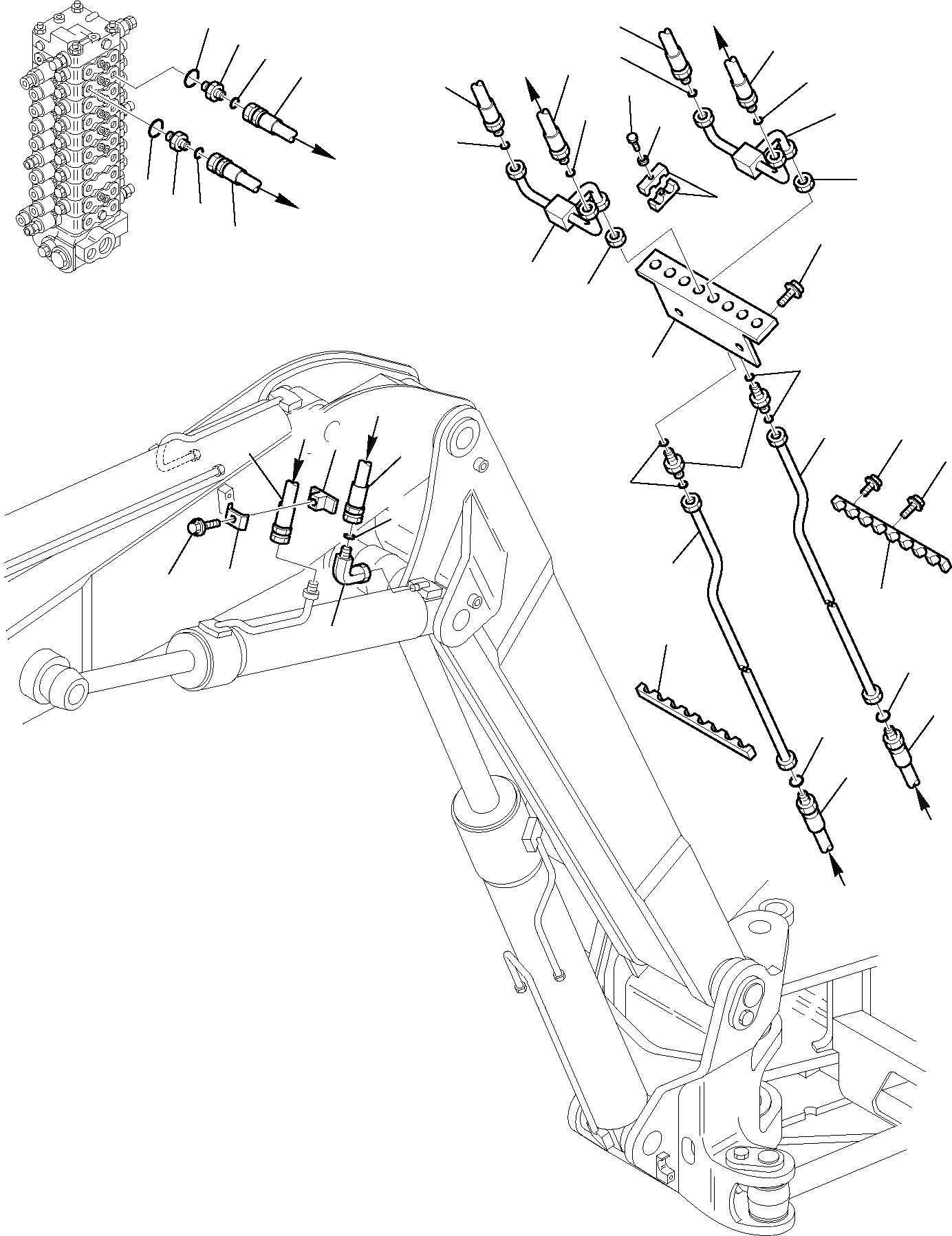 Схема запчастей Komatsu PC75R-2 PC75R-2HD - ГИДРОЛИНИЯ (ЛИНИЯ ЦИЛИНДРА 2-Й СТРЕЛЫ) УПРАВЛ-Е РАБОЧИМ ОБОРУДОВАНИЕМ