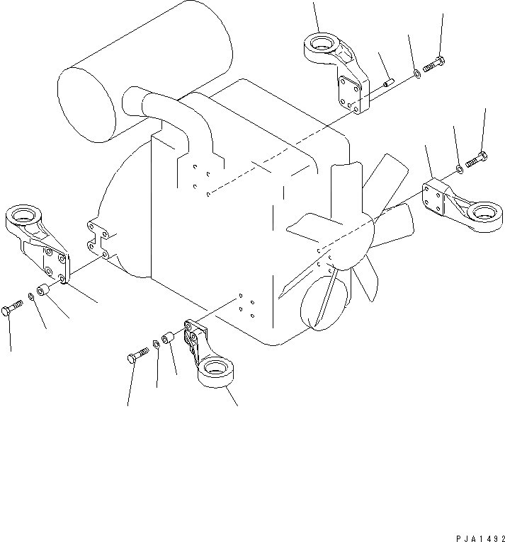 Схема запчастей Komatsu PC75UD-2E - КРЕПЛЕНИЕ ДВИГАТЕЛЯ (КОРПУС) КОМПОНЕНТЫ ДВИГАТЕЛЯ