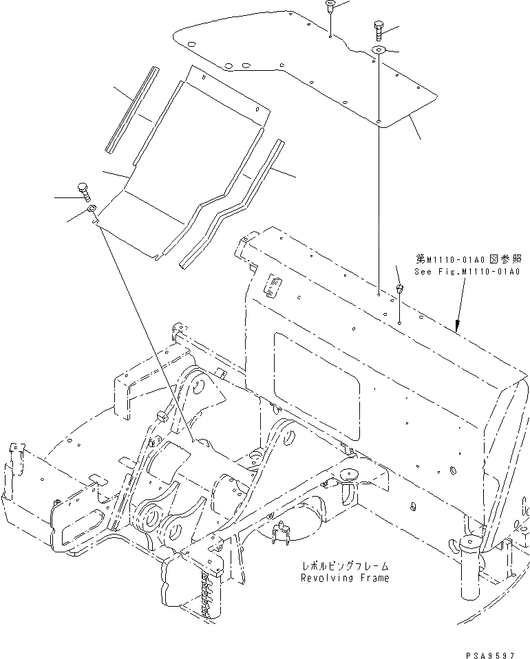 Схема запчастей Komatsu PC75UD-2E - ПЕРЕДН. КРЫШКА(ПЕРЕДН. COVER) (КАБИНА) ЧАСТИ КОРПУСА