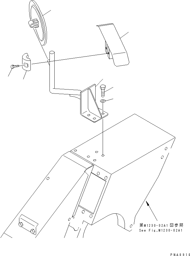 Схема запчастей Komatsu PC75UD-2 - ЗАДН. VIEW MIRROR(№-) ЧАСТИ КОРПУСА