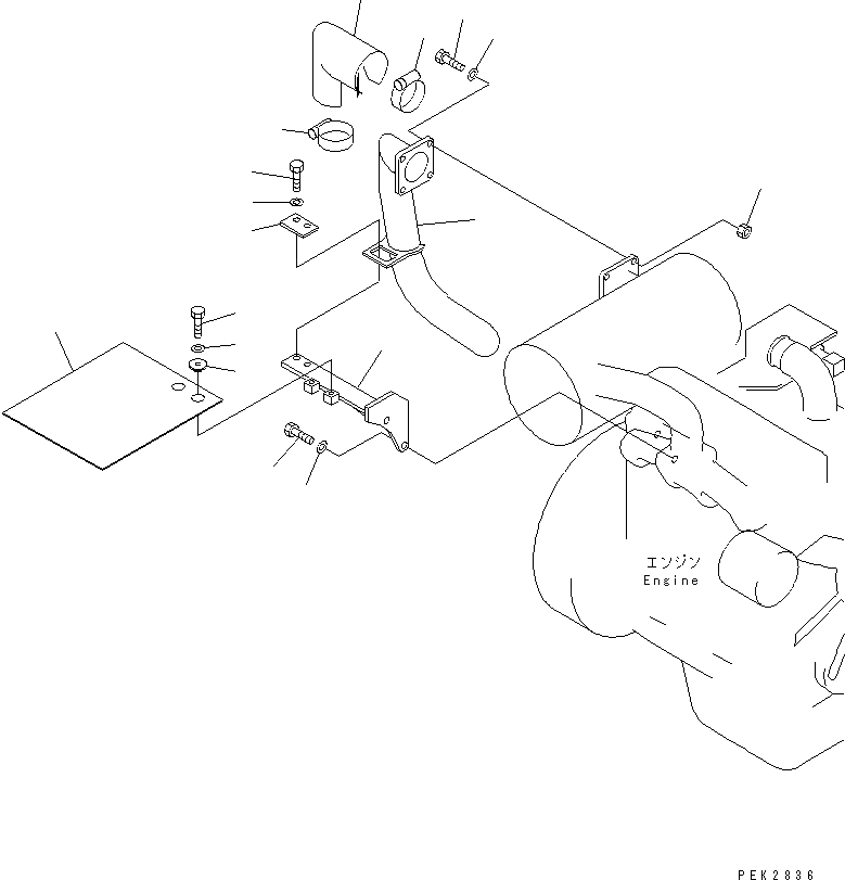 Схема запчастей Komatsu PC75UD-3 - КРЕПЛЕНИЕ ДВИГАТЕЛЯ (ВЫХЛОПНАЯ ТРУБА) КОМПОНЕНТЫ ДВИГАТЕЛЯ