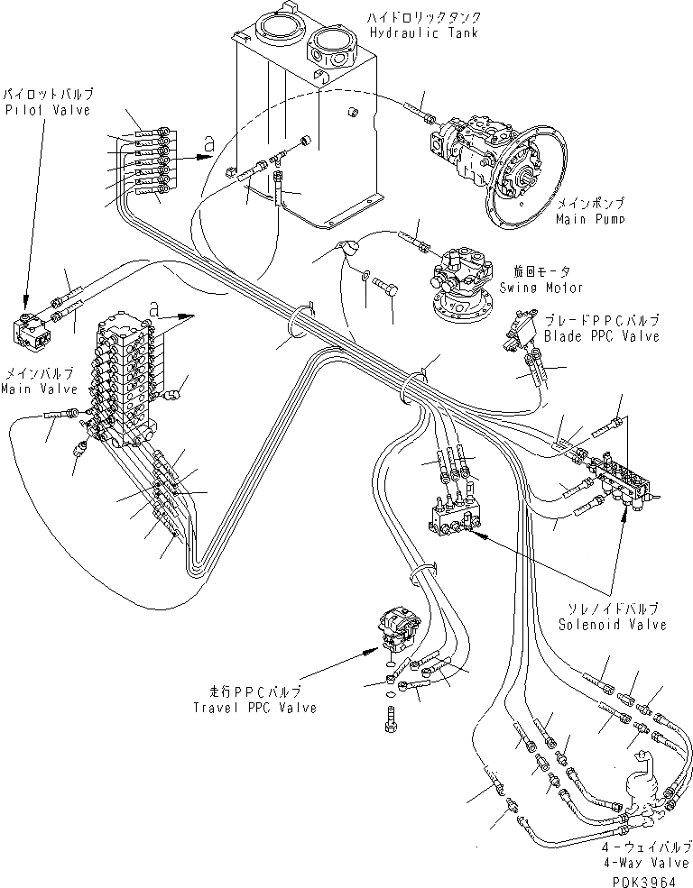 Схема запчастей Komatsu PC75UD-3 - P.P.C. ОСНОВН. ЛИНИЯ (/) (MONO СТРЕЛА) (MULTIPLE PATTERN УПРАВЛ-Е) ГИДРАВЛИКА