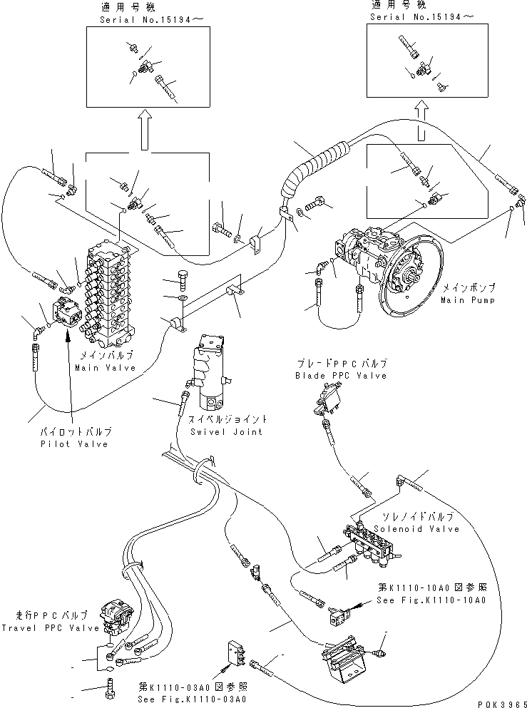 Схема запчастей Komatsu PC75UD-3 - P.P.C. ОСНОВН. ЛИНИЯ (/) (MONO СТРЕЛА) ГИДРАВЛИКА