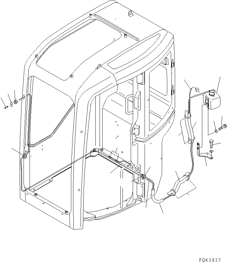 Схема запчастей Komatsu PC75UD-3 - ОМЫВАТЕЛЬ СТЕКЛА(№-9) КАБИНА ОПЕРАТОРА И СИСТЕМА УПРАВЛЕНИЯ