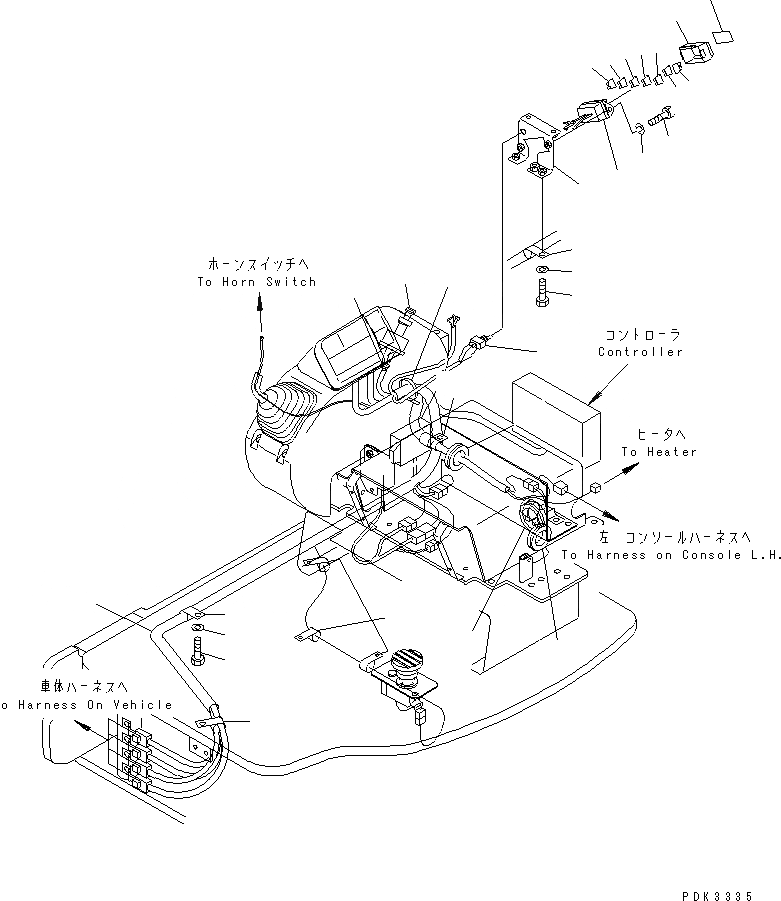 Схема запчастей Komatsu PC75UD-3 - ОСНОВН. КОНСТРУКЦИЯ (ЭЛЕКТРОПРОВОДКА) (NOMO СТРЕЛА) КАБИНА ОПЕРАТОРА И СИСТЕМА УПРАВЛЕНИЯ