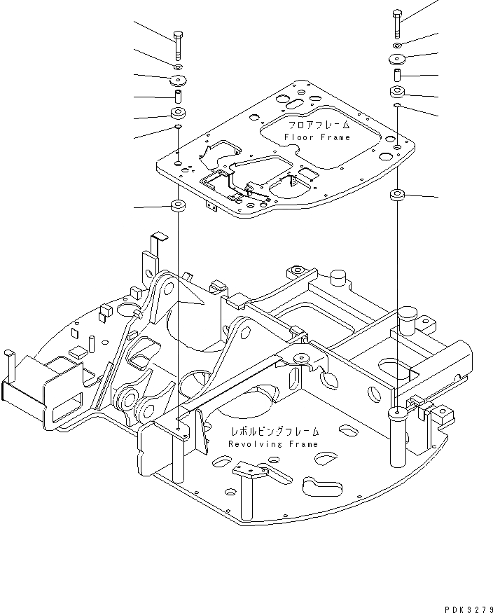 Схема запчастей Komatsu PC75UD-3 - КРЕПЛЕНИЕ ПОЛА (КАБИНА) КАБИНА ОПЕРАТОРА И СИСТЕМА УПРАВЛЕНИЯ