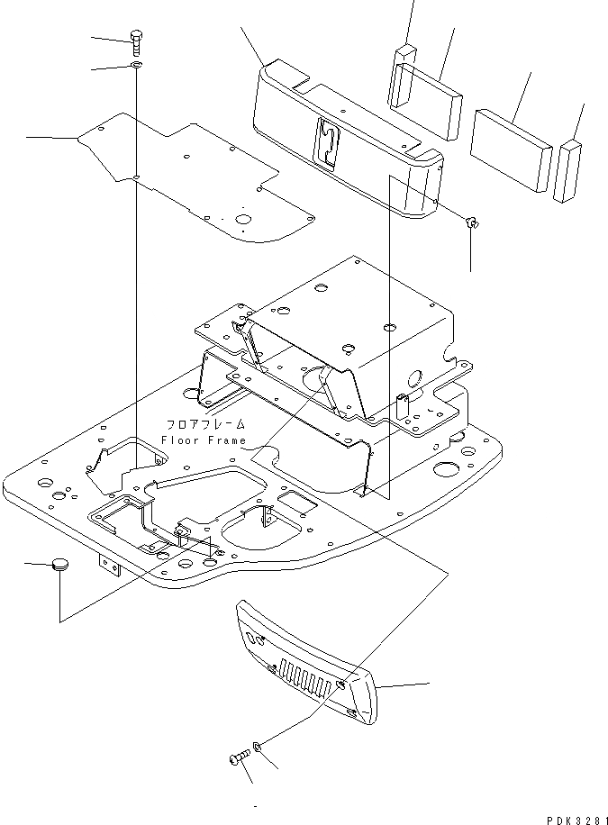 Схема запчастей Komatsu PC75UD-3 - ПОКРЫТИЕ ПОЛА (КАБИНА) КАБИНА ОПЕРАТОРА И СИСТЕМА УПРАВЛЕНИЯ