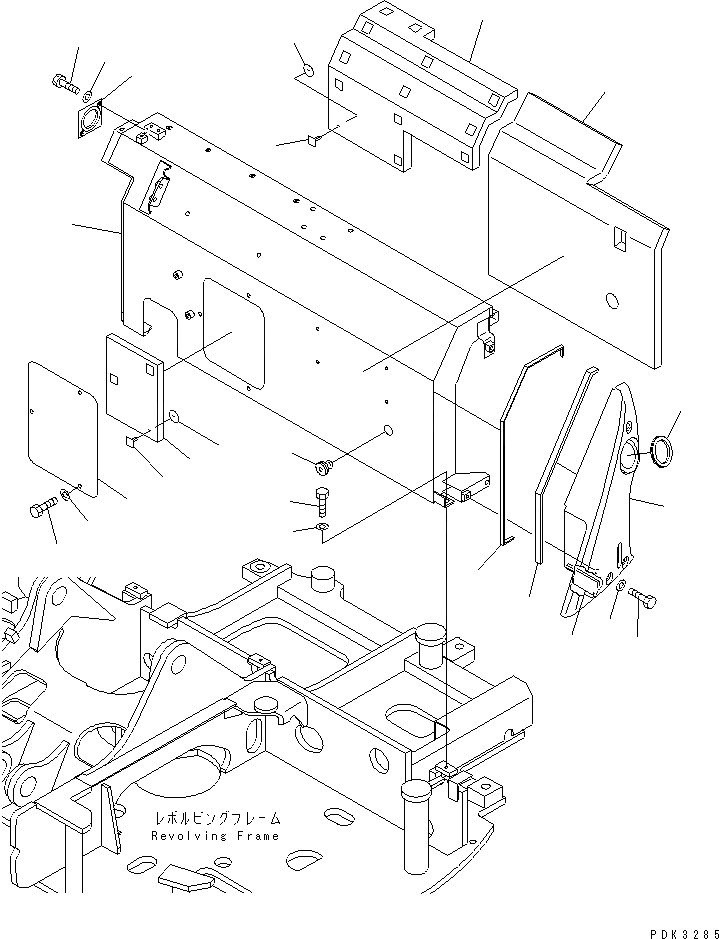 Схема запчастей Komatsu PC75US-3 - КАПОТ (COVER) (НАВЕСН. ОБОРУД.) ЧАСТИ КОРПУСА