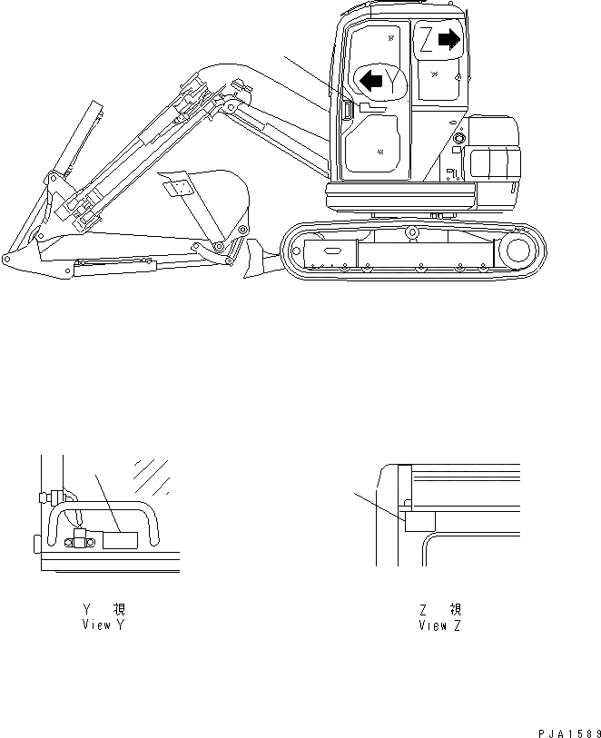 Схема запчастей Komatsu PC75UU-2E - ПЛАСТИНА (КАБИНА) (ЯПОН.) МАРКИРОВКА