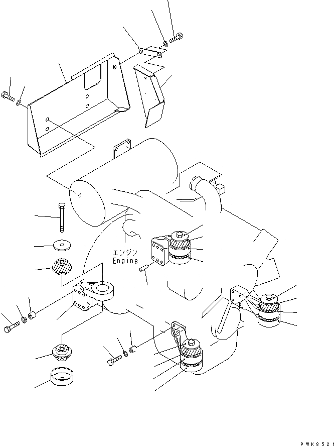 Схема запчастей Komatsu PC75UU-3 - КРЕПЛЕНИЕ ДВИГАТЕЛЯ (КОРПУС)(№9-) КОМПОНЕНТЫ ДВИГАТЕЛЯ
