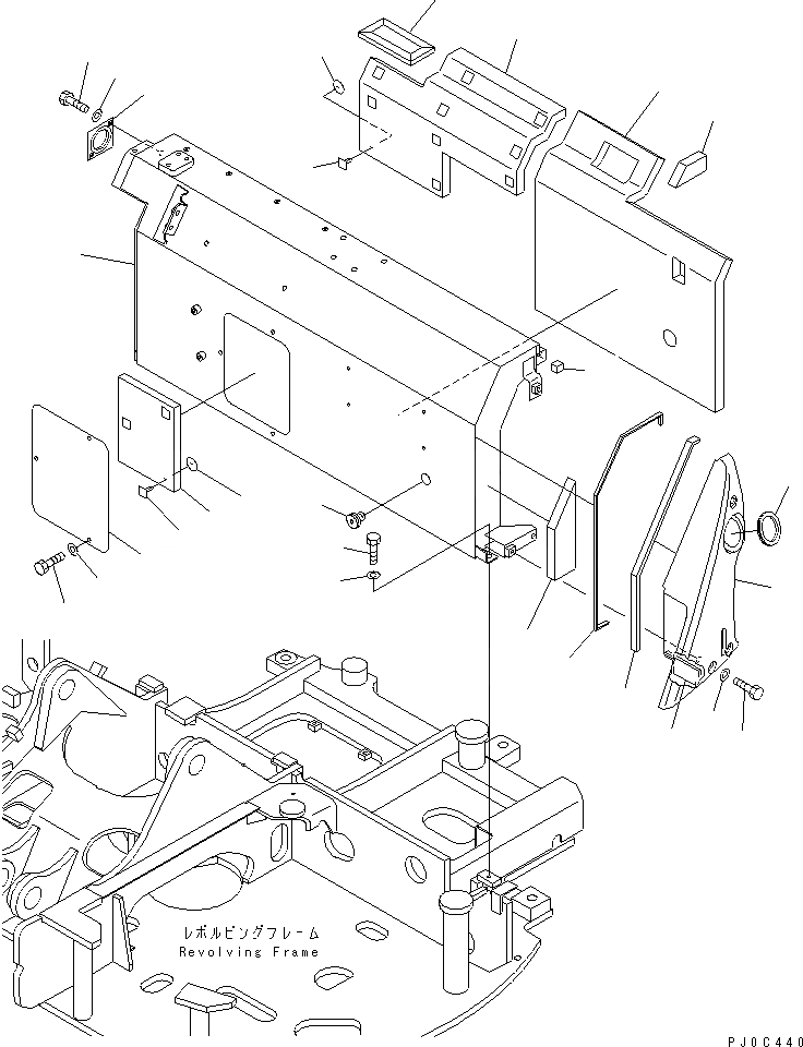 Схема запчастей Komatsu PC75UU-3 - КАПОТ (COVER) (НАВЕСН. ОБОРУД.)(№9-) ЧАСТИ КОРПУСА