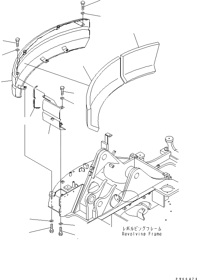 Схема запчастей Komatsu PC75UU-3 - ПРАВ. COVER(№9-) ЧАСТИ КОРПУСА