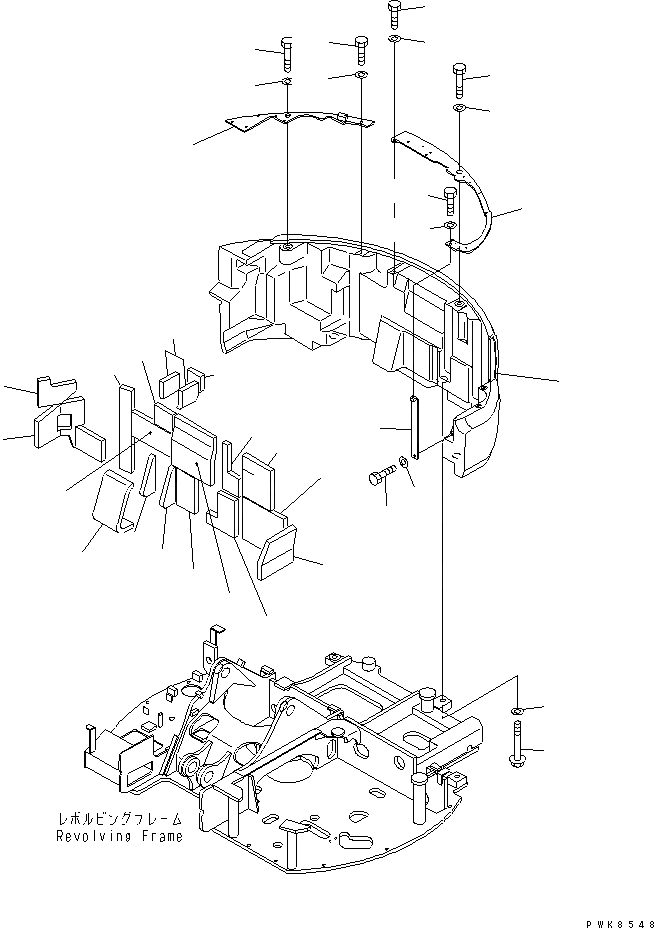 Схема запчастей Komatsu PC75UU-3 - ПРОТИВОВЕС (ДЛЯ ВЫХЛОПНАЯ ТРУБА DOWNWARD)(№9-) ЧАСТИ КОРПУСА