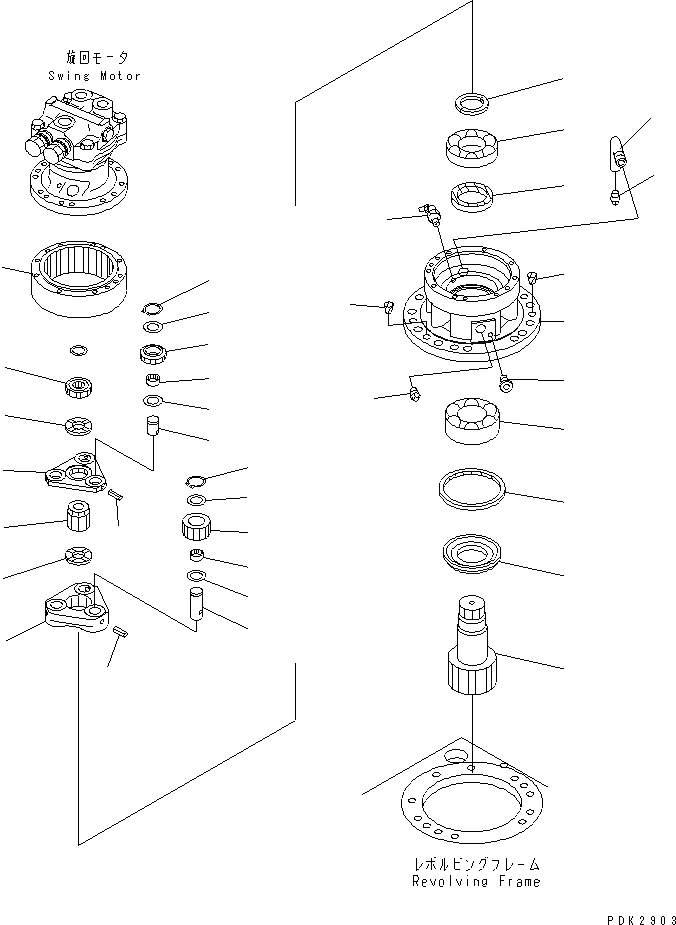 Схема запчастей Komatsu PC75UU-3 - МЕХАНИЗМ ПОВОРОТА (MACHINERY) ПОВОРОТН. КРУГ И КОМПОНЕНТЫ
