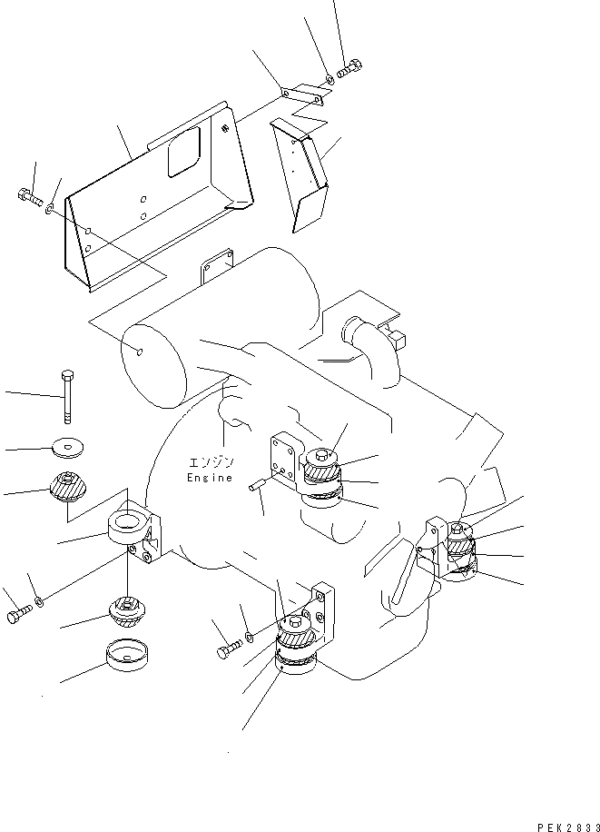 Схема запчастей Komatsu PC75UU-3 - КРЕПЛЕНИЕ ДВИГАТЕЛЯ (КОРПУС)(№-9) КОМПОНЕНТЫ ДВИГАТЕЛЯ