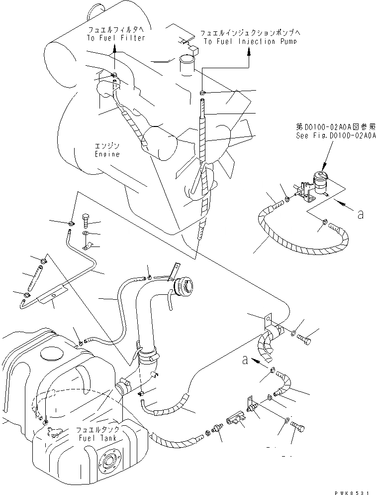 Схема запчастей Komatsu PC75UU-3 - ТОПЛИВН. БАК. (ТОПЛИВН. ЛИНИЯ) (/)(№9-999) ТОПЛИВН. БАК. AND КОМПОНЕНТЫ