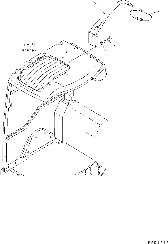 Схема запчастей Komatsu PC75UU-3 - ЗЕРКАЛА ЗАДН. ВИДА(НАВЕС) ЧАСТИ КОРПУСА