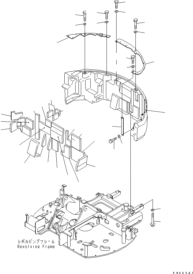 Схема запчастей Komatsu PC75UU-3 - ПРОТИВОВЕС (УВЕЛИЧ. ТИП)(№9-) ЧАСТИ КОРПУСА