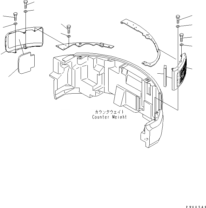 Схема запчастей Komatsu PC75UU-3 - ПРОТИВОВЕС (COVER)(№9-) ЧАСТИ КОРПУСА