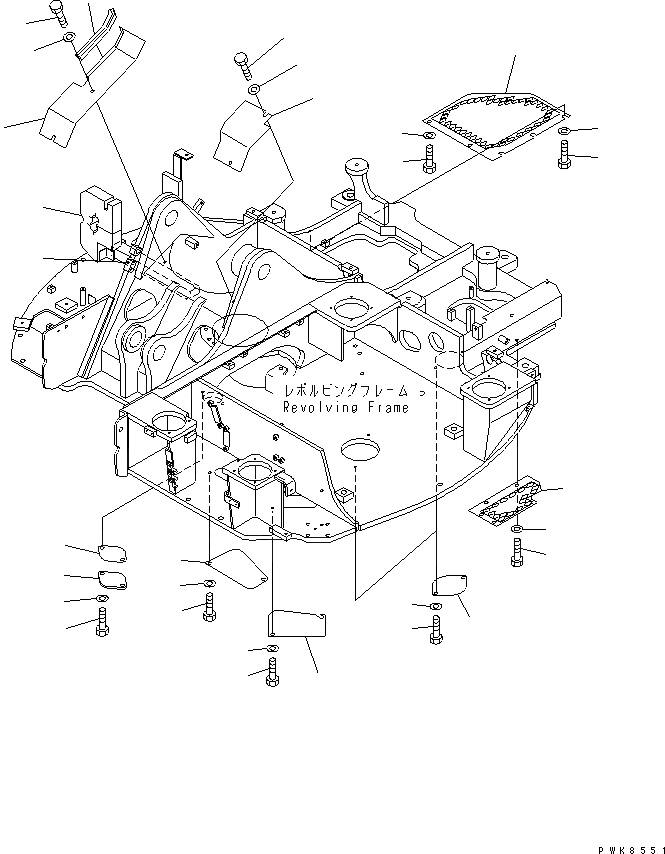 Схема запчастей Komatsu PC75UU-3 - НИЖН. КРЫШКА(№9-) ЧАСТИ КОРПУСА