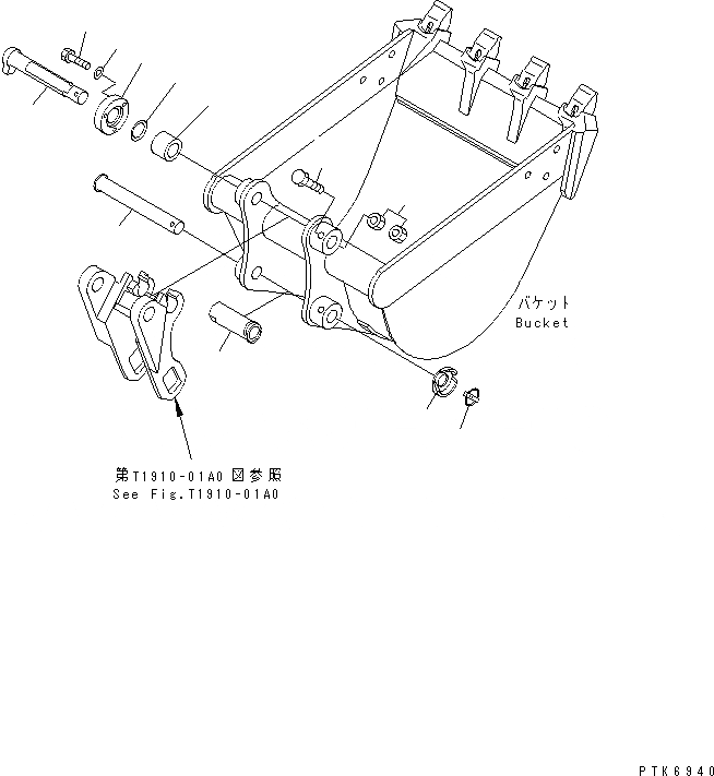 Схема запчастей Komatsu PC75UU-3 - ПАЛЕЦ КОВША (MULTIPLE CHANGE) (M ТИП КОВШ) (ДЛЯ KHMS COUPLER)(№-) РАБОЧЕЕ ОБОРУДОВАНИЕ