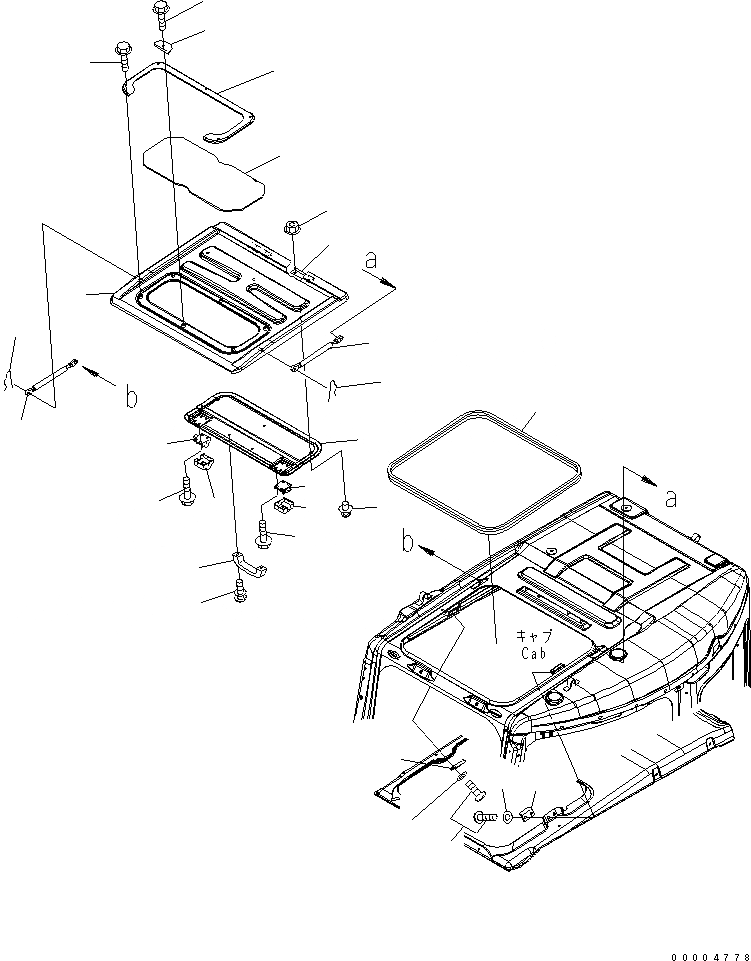 Схема запчастей Komatsu PC78MR-6 - КАБИНА (ОКНО В КРЫШЕ) КАБИНА ОПЕРАТОРА И СИСТЕМА УПРАВЛЕНИЯ