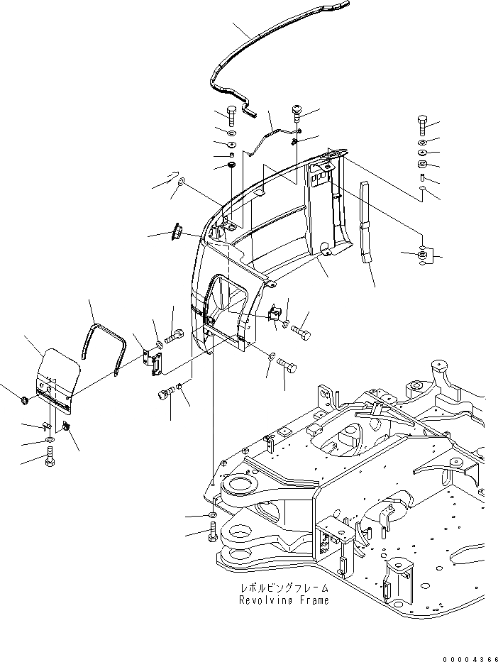 Схема запчастей Komatsu PC78MR-6 - ПРАВ. КРЫШКА(YELНИЗ.) ЧАСТИ КОРПУСА