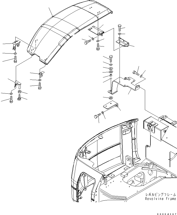 Схема запчастей Komatsu PC78MR-6 - ПЕРЕДН. КРЫШКА(БАК COVER) (YELНИЗ.) (/) ЧАСТИ КОРПУСА