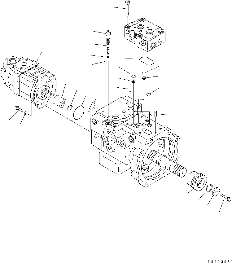 Схема запчастей Komatsu PC78MR-6 - ОСНОВН. НАСОС (/) (ДЛЯ ОТВАЛ)(№9-) ОСНОВН. КОМПОНЕНТЫ И РЕМКОМПЛЕКТЫ