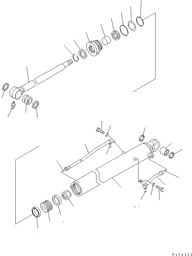 Схема запчастей Komatsu PC78MR-6 - ЦИЛИНДР КОВША (ВНУТР. ЧАСТИ) ОСНОВН. КОМПОНЕНТЫ И РЕМКОМПЛЕКТЫ