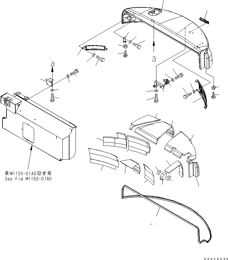 Схема запчастей Komatsu PC78MR-6 - КАПОТ (КАПОТ) (YELНИЗ.) (ЕС НОВ. NOISE ПОНИЖАЮЩ. ARRANGEMENT )(№8-) ЧАСТИ КОРПУСА