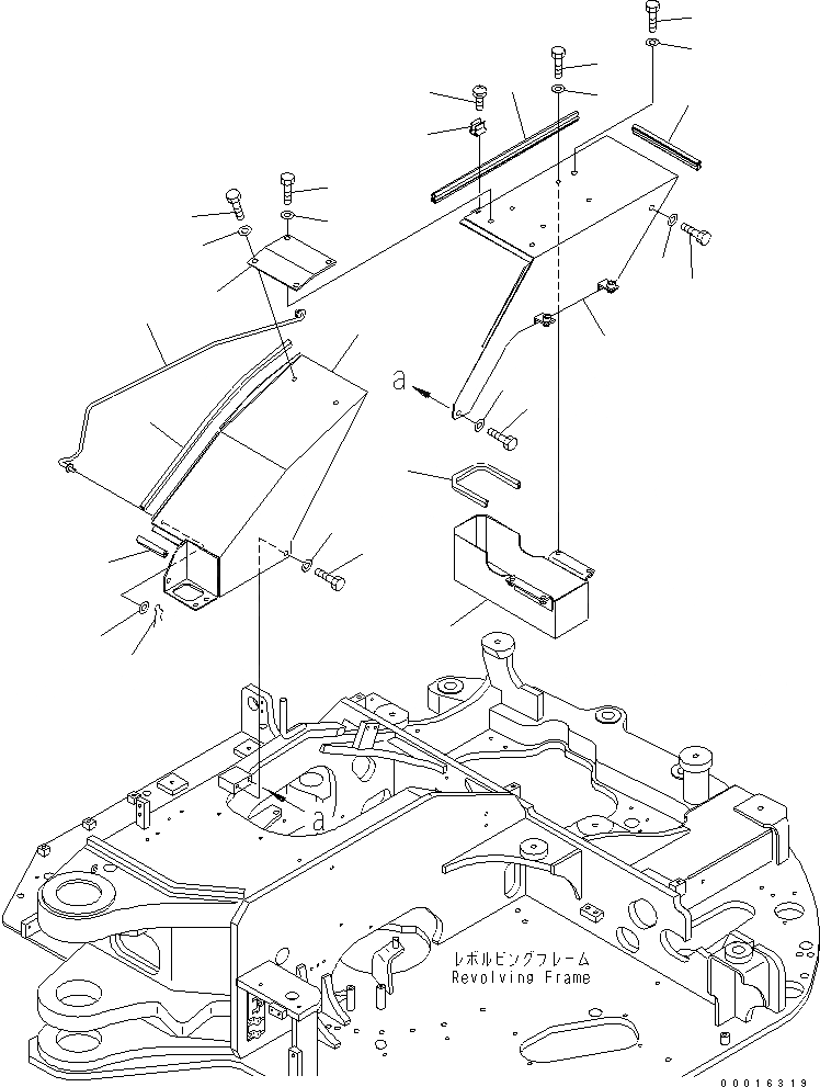 Схема запчастей Komatsu PC78MR-6 - ПЕРЕДН. КРЫШКА(БАК COVER) (YELНИЗ.) (/)(№9-) ЧАСТИ КОРПУСА