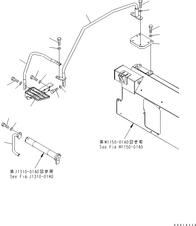 Схема запчастей Komatsu PC78MR-6 - ПЕРЕДН. КРЫШКА(СТУПЕНИ И HANDRAIL) (YELНИЗ.)(№9-) ЧАСТИ КОРПУСА