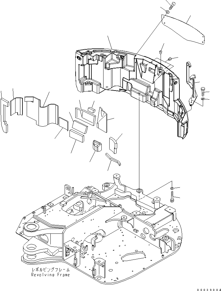 Схема запчастей Komatsu PC78MR-6 - ПРОТИВОВЕС (YELНИЗ.) (ЕС НОВ. NOISE ПОНИЖАЮЩ. ARRANGEMENT )(№8-) ЧАСТИ КОРПУСА